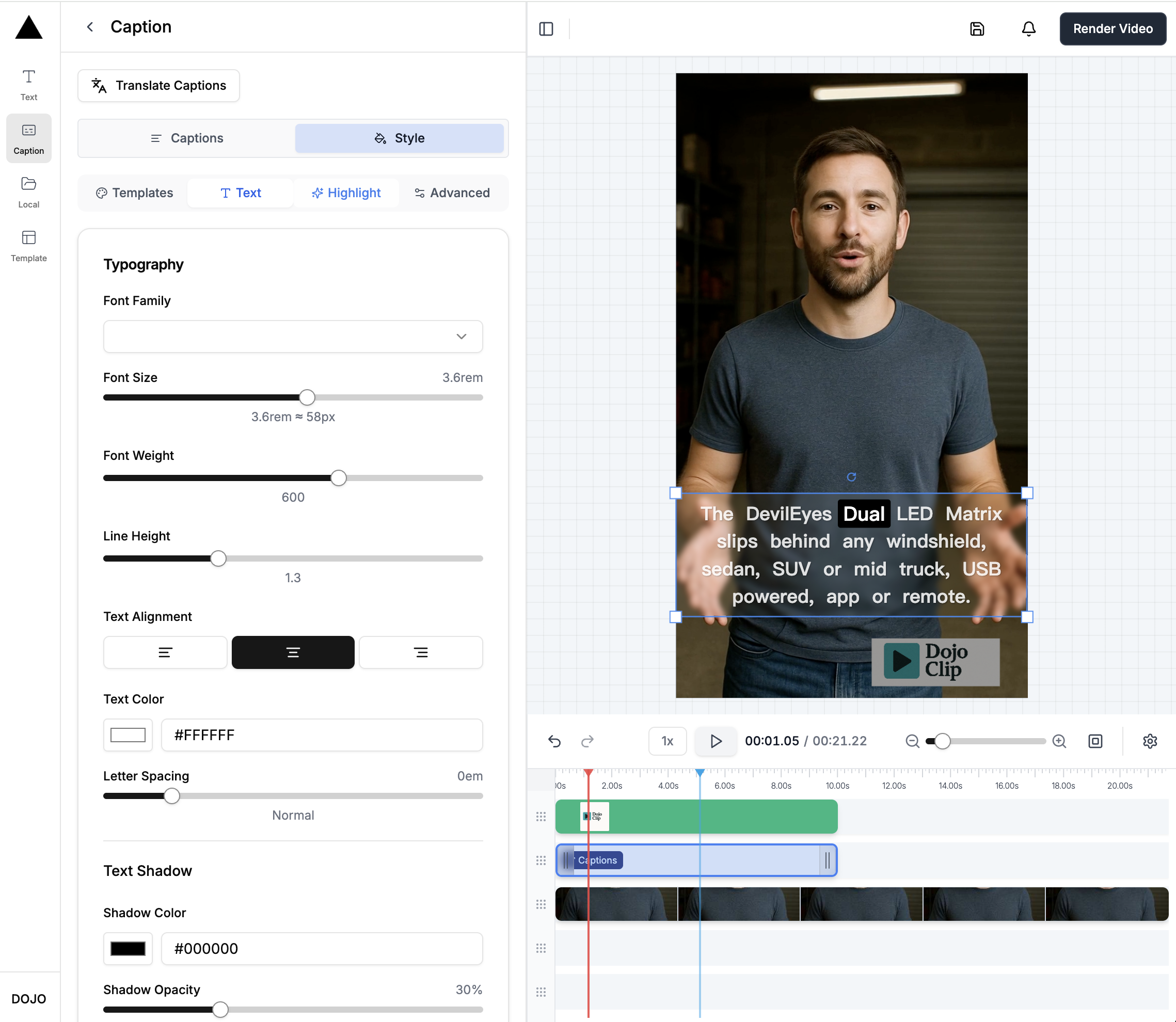 DojoClip Caption Window